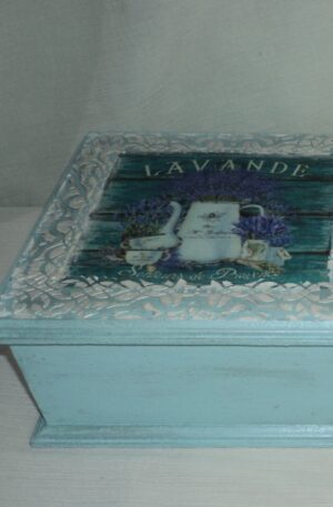 CAJA DE TE MADERA PATINADA VINTAGE ROMANTIC. COD: 73203B