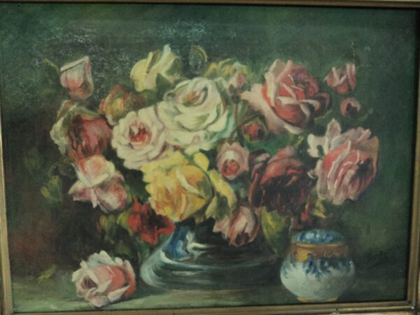 CUADRO ANTIGUO FLORAL OLEO SOBRE TELA MARCO FRANCES. COD: 81010 - Image 5
