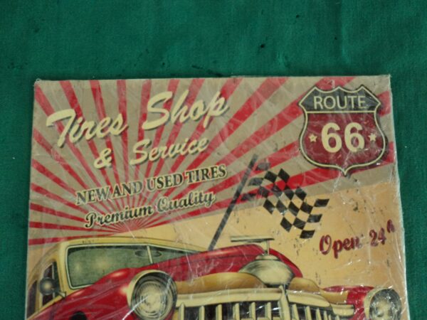 CARTEL VINTAGE PLOTEADO SOBRE GALVANIZADO RUTA 66. COD: 31009 - Image 3