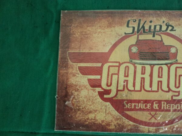 CARTEL VINTAGE PLOTEADO SOBRE GALVANIZADO GARAGE SERVICE & REPAIR. COD: 31007 - Image 3