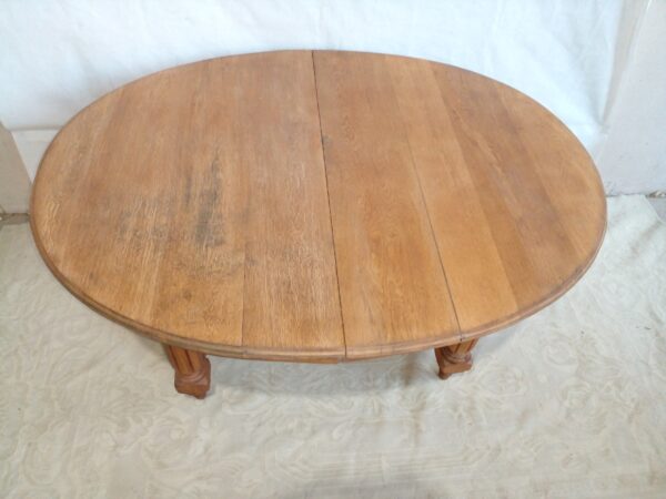 MESA ANTIGUA DE ROBLE LAVADO NATURAL CON TABLA Y PATA CENTRAL. COD: 87405 - Image 3