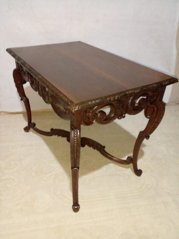 MESA DE SALA ANTIGUA ESTILO COLONIAL FRANCES EN ROBLE TALLADO. COD: 89445 - Image 8
