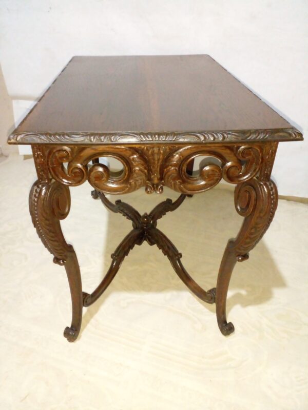 MESA DE SALA ANTIGUA ESTILO COLONIAL FRANCES EN ROBLE TALLADO. COD: 89445 - Image 9