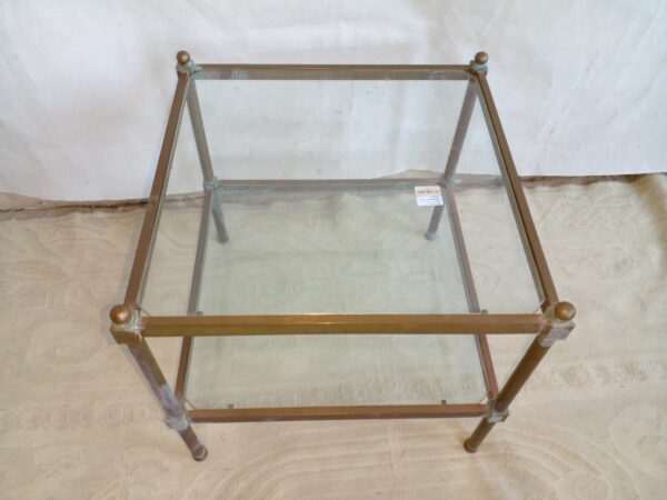 MESA RATONA DE BRONCE Y DOBLE PLANO EN VIDRIO MESA DISEÑO. COD: 37816 - Image 3