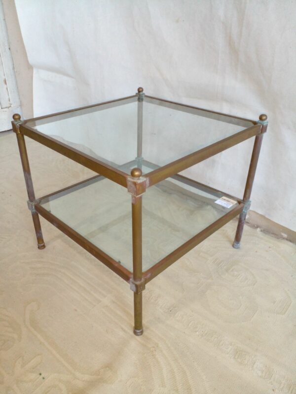 MESA RATONA DE BRONCE Y DOBLE PLANO EN VIDRIO MESA DISEÑO. COD: 37816 - Image 4