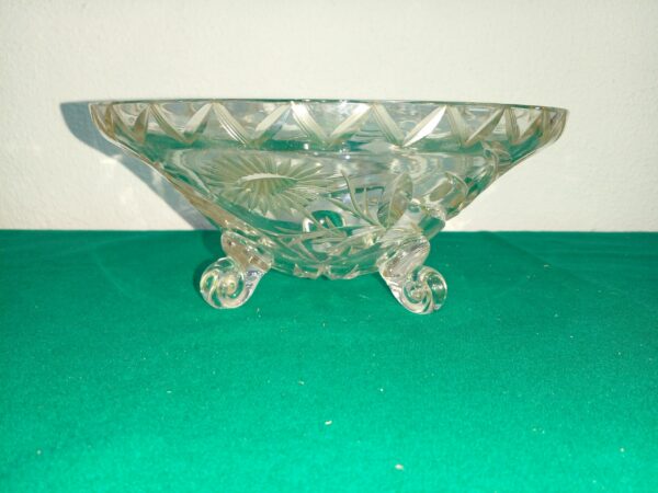 CENTRO DE MESA CRISTAL TALLADO ANTIGUO FRUTERA DESPOJADOR. COD: 93120