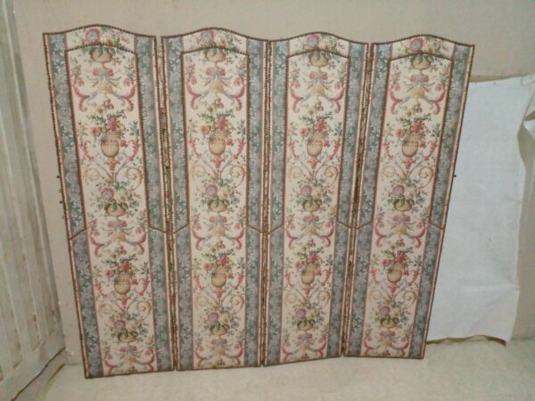 BIOMBO ANTIGUO ESTILO INGLES 4 HOJAS FORRADO EN TELA. COD: 93901 - Image 7