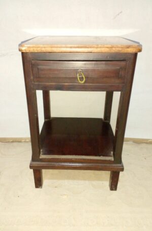 MESA DE LUZ ANTIGUA CON MARMOL ROSA VERONA ITALIANO. COD: 93909